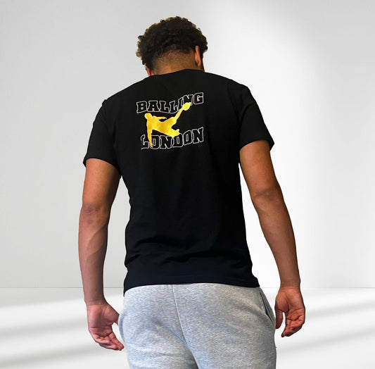 Men Black Balling London Gold Scissor Kick T-Shirt