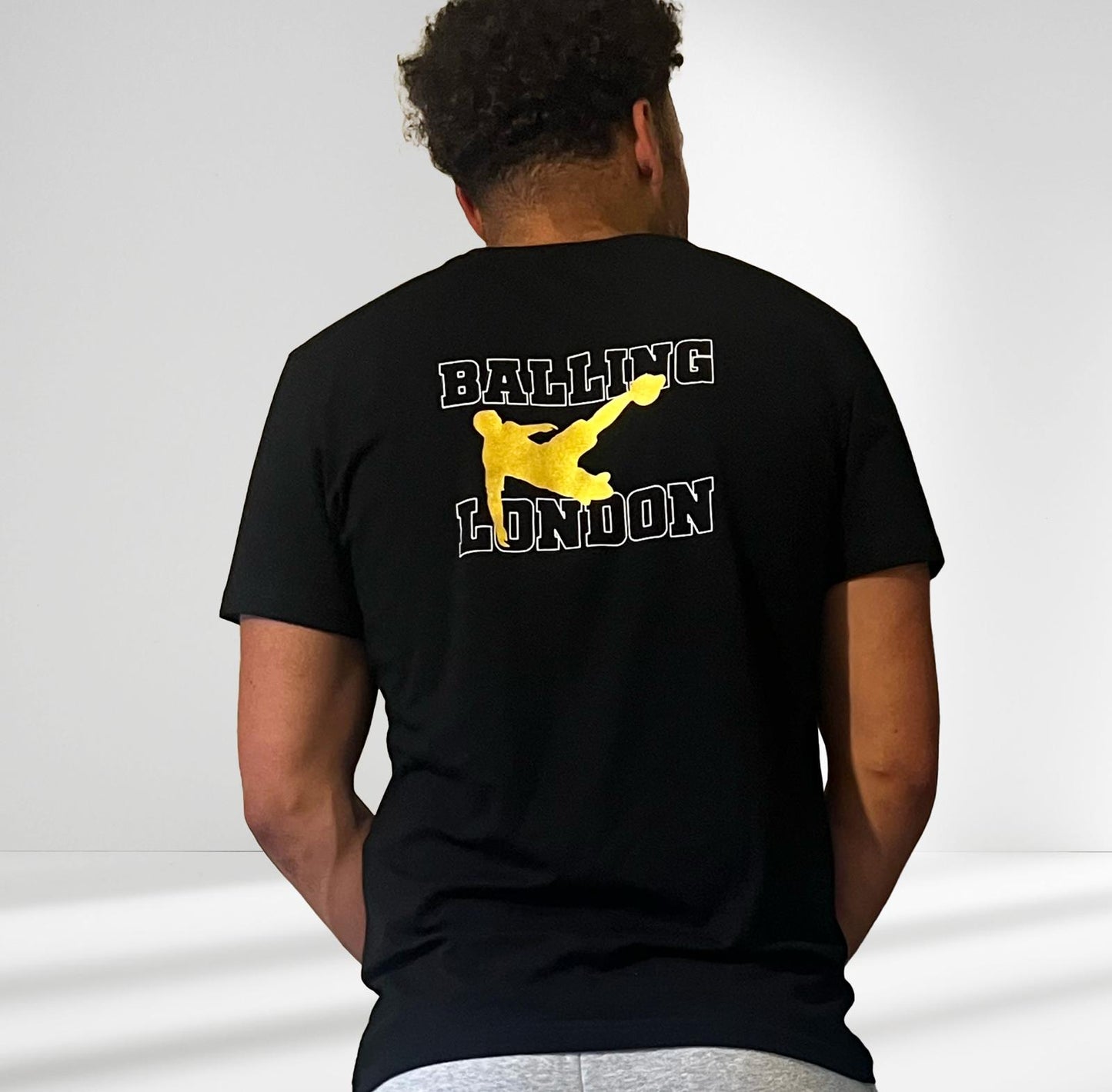 Men Black Balling London Gold Scissor Kick T-Shirt