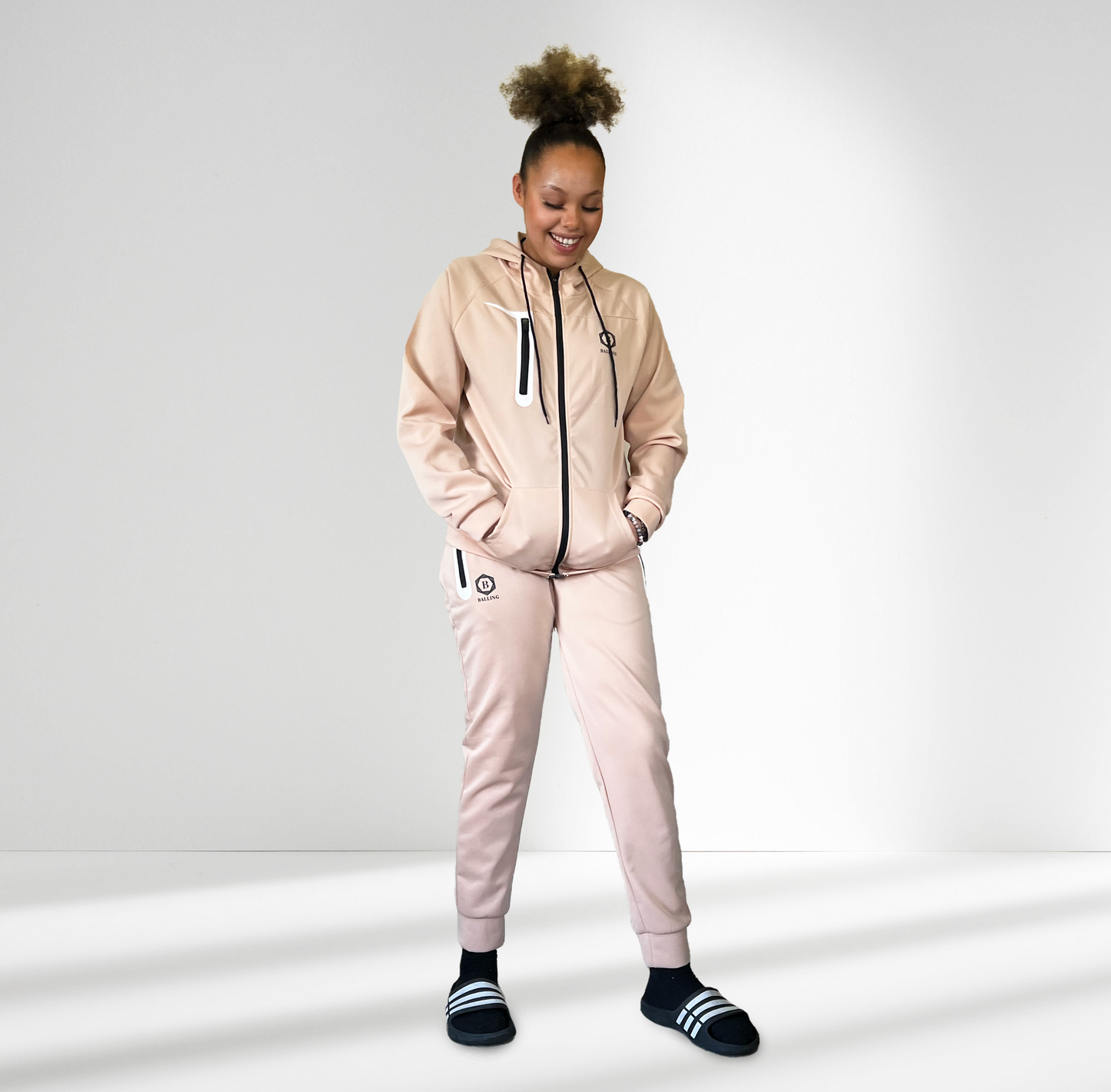 Balling London Hexagon Peach Zip-Up Hoodie Tracksuit Size 3XL