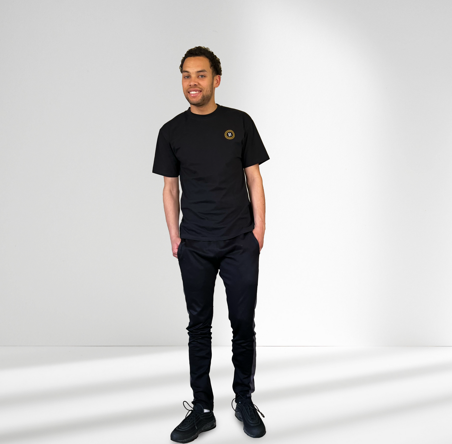 Balling London - Black Plain T-Shirt Rib Collar Embroidered Logo High Quality