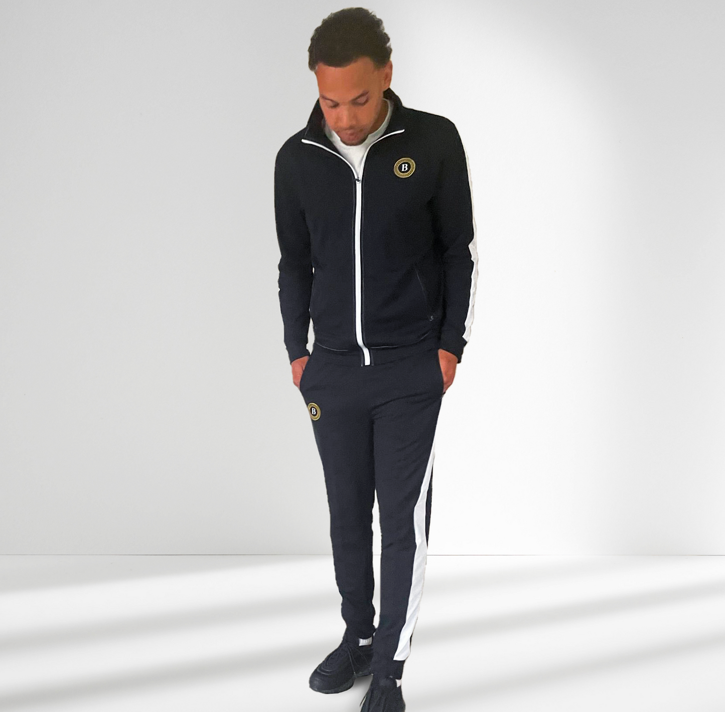 Balling London Black Running Training Tracksuit Gold Logo